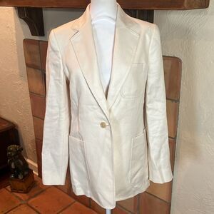 MaxMara Boemia Linen/Twill Pantsuit, Ivory, size 10